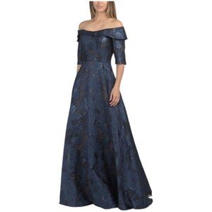 RENE BY RENE RUIZ Three-quarter Sleeve Off The Shoulder Jacquard Gown